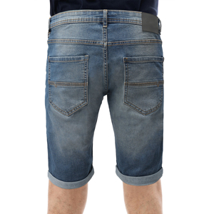 Shorts en jean slim bleu pour homme, taille moyenne, qualité export, ourlet retroussé, décontracté, cinq poches, streetwear, mode estivale - Product Image 4