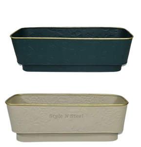 Maceta de Hierro con Diseño de Flores, Recubierta con Polvo, Duradera, Multiusos, Moderna y Clásica, para Interiores y Exteriores, con Drenaje - Product Image 1