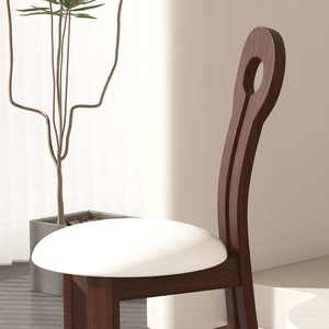 Set di 2 Sedie da Pranzo in Legno Massello con Design a Chiave e Cuscino in Pelle PU Bianca, Ideali per Cucina e Sala da Pranzo - Product Image 6