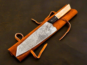 Nouveau Couteau de Chef Santoku Japonais en Acier Damas Forgé à la Main, Manche en Bois d'Olivier Ambidextre de Luxe, Lame de 8 Pouces - Product Image 5