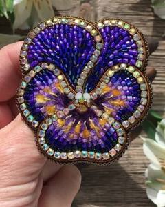 Designer Embroidery Beaded Brooch with Pearl Beads <b>Sequins</b> and Handcrafted Artistic Detailing Handmade Luxury Embroidery Brooch - Product Image 4