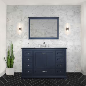 Blu navy 48 pollici. L X 22 Pollici Mobile bagno singolo con piano in marmo di Carrara e 46 pollici Specchio con Set di Rubinetti Inclusi - Product Image 2