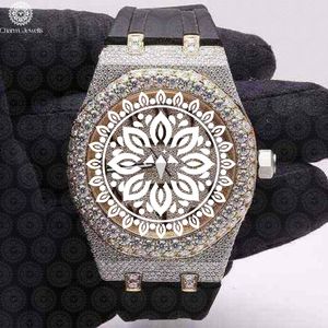 Montre de luxe unisexe Charm Jewells, boîtier en acier inoxydable, lunette sertie de diamants, cadran en cristal saphir, mouvement à quartz analogique, forme polygonale de 42 mm - Product Image 3