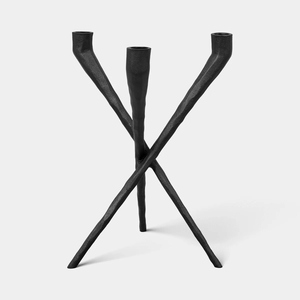 Nouveau design, chandelier en aluminium coulé avec revêtement PVD noir mat, porte-bougie noir à 3 bras, personnalisations disponibles. - Product Image 1