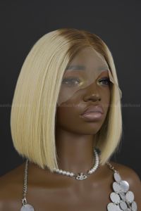 Rubio con raíces oscuras Peluca de cabello humano vietnamita virgen natural de un solo donante Extensiones de alta calidad - Product Image 2