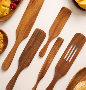 Batidor de huevos reutilizable de madera natural, batidora de cocina y espátula para freír verduras, juego de madera multicolor al mejor precio - Product Image 5