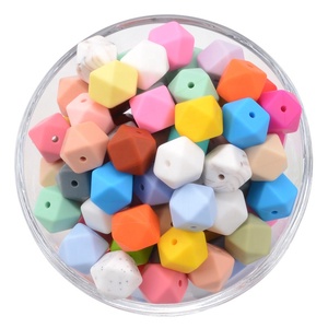 Perles carrées en <span class=keywords><strong>silicone</strong></span> de 14 mm et 17 mm, perles octogonales pour la dentition des bébés, pour la fabrication de stylos, porte-clés, colliers, bracelets et bijoux DIY - Product Image 1