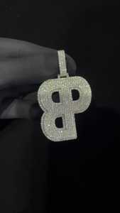 Colgante de Plata de Ley 925 con Moissanita VVS Iced Out, Pasa Prueba de Diamante, Personalizable con Nombre, Número o Letra, Joyería Bling Hip Hop - Product Image 5