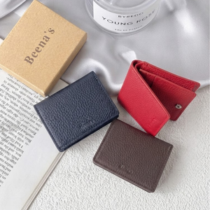 Portefeuille fin en cuir véritable avec broderie pour homme et femme, cadeau d'entreprise, OEM ODM - Product Image 1