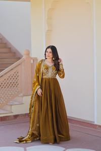New Designer Georgette silk with Zari and Sequence Embroidery work Anarkali Gowns Collections with Heavy Work Dupatta for Women - Product Image 3