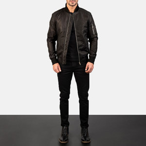 Blouson Bomber en Cuir PU Grande Taille pour Homme, Veste en Cuir Coupe-Vent Personnalisée, Blouson Moto Décontracté Tendance - Product Image 1