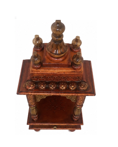Temple domestique en bois fait main avec tiroir de rangement |   Mandir décoratif pour la prière à domicile, temple artisanal pour la maison - Product Image 5
