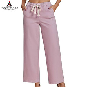 Pantalones vaqueros anchos elásticos de cintura media para mujer al por mayor, a la moda, de última tendencia - Product Image 1