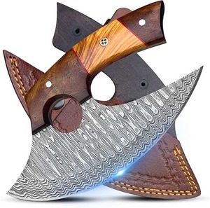 Cuchillo de Caza de Acero de Damasco, Hoja de Punta Caída, Mango de Madera, Borde Biselado, Uso en Exteriores, Grosor de 0.7mm, Hoja Única - Product Image 3