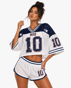 เสื้อครอปท็อปทรงบ็อกซี่โอเวอร์ไซส์สำหรับฤดูร้อน ประดับคริสตัลและเพชรระยิบระยับสไตล์ Y2K  แบบอเมริกันฟุตบอล  สามารถสั่งทำได้ตามต้องการ (OEM) พร้อมหมายเลขคริสตัล - Product Image 4