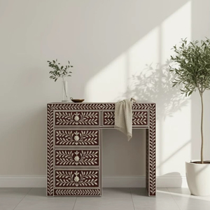 Cajón con Incrustaciones de Hueso de ILAHI, Diseño Moderno con Detalles de Ágata, Mueble Portátil para el Hogar - Product Image 1