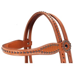 Cabezada para Caballo de Cuero Genuino con Decoración de Puntos – Cabezada de Doble Capa y Doble Costura con Herrajes de Acero Inoxidable - Product Image 5