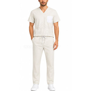 Ensemble de vêtements médicaux pour hommes de haute qualité avec chemise à col moderne, plusieurs poches, tissu respirant et coupe confortable - Product Image 3