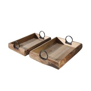Handmade Wooden Serving <b>Tray</b> Solid Wood Breakfast <b>Tray</b> With Side Handles For Coffee Tea <b>Snacks</b> Dining Table Decor - Product Image 3