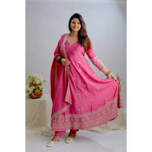 Conjunto de mujer de diseñador bordado Pent y Dupatta vestido con secuencia de trabajo - Product Image 6