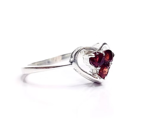 Natural Red <b>Garnet</b> Heart Cluster <b>Ring</b>, 925 Sterling <b>Silver</b> Fine Jewelry, January Birthstone <b>Ring</b> for Women - Product Image 5