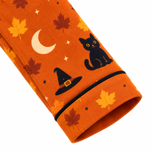 Ensemble pyjama d'Halloween pour bébé, motif chat noir, chapeau de sorcière, feuille de lune, chemise à manches longues avec boutons, pantalon, vêtements de nuit pour nourrissons - Product Image 3
