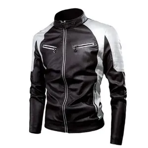 Chaqueta de primavera y otoño para hombre, chaqueta gruesa y cálida con cremallera, chaqueta masculina de alta calidad con múltiples bolsillos, chaqueta informal de cuero PU para motocicleta - Product Image 3