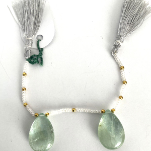 พลอยอะความารีนทรงลูกแพร์คู่ธรรมชาติสำหรับทำเครื่องประดับชั้นดี - Product Image 1