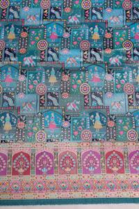 Tissu en viscose pure jacquard beige camel à imprimé ethnique et paysager avec bordure ornementale pour la confection de Kurtis de créateurs - Product Image 3