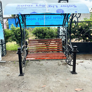 Ensemble de balançoires de jardin modernes pour 3 personnes, structure en fer robuste, base en métal stable, auvent réglable, mobilier d'extérieur noir - Product Image 6