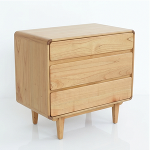 Commode en teck massif de qualité supérieure, style mid-century modern, meuble de chambre à coucher, 3 tiroirs, armoire de rangement en bois - Product Image 2