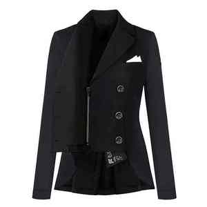 Women's Black Custom Logo Riding <b>Jacket</b> with <b>Rhinestone</b> Collar and Back Detail Polyester/Cotton Show Jumping - Product Image 6