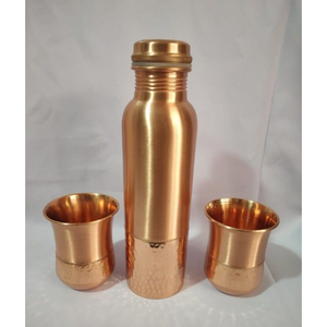 100% Pure Copper <b>Water</b> Bottle Set Premium Diamond Cut Honeycomb Design 1000ml Leak-Proof Handmade Drinkware With <b>Glasses</b> Set - Product Image 4