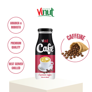 Fournisseur et distributeur de café expresso caféiné pour les importateurs, commerce B2B, approvisionnement en gros, export en vrac, bouteille en verre de 280 ml, VINUT - Product Image 1