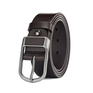 Cinturón de Cuero Genuino Formal Vintage para Hombre, Color Marrón Sólido, Piel de Vaca, con Hebilla de Aleación, Diseño Rectangular Duradero - Product Image 4