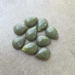 Piedra Preciosa de Jade Nefrita Verde Natural AAA+ en Forma de Pera, Cabujón con Reverso Plano, Calibrada, para Joyería - Product Image 6