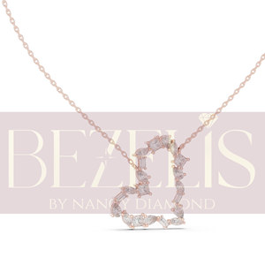 Collier pendentif cœur en diamant en or rose, diamants de formes variées (marquise, princesse, baguette) pour femme - Product Image 2