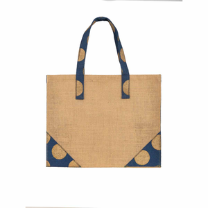 Jute Shopping <b>Bag</b> <b>Medium</b> <b>Size</b> Dot Pattern Top Handle Groceries Hand Length Handle - Product Image 3