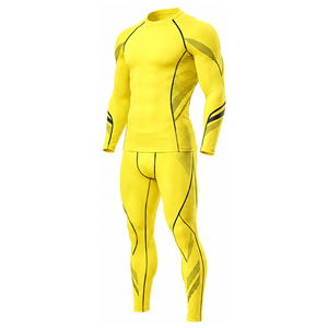 Ensemble de survêtement de compression pour hommes, séchage rapide, anti-humidité, haut à manches longues et leggings pour fitness, course à pied, entraînement - Product Image 3