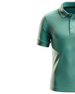 Polo pour homme vert menthe à manches courtes en coton doux et respirant, design uni élégant, adapté pour les occasions décontractées et le bureau - Product Image 3