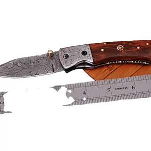 Handmade Pocket Knife Multi Function Pocket Knife Wholesale Low Price Folding Knifes Damascus Steel Wood Handle