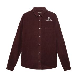 Camisa de Hombre Borgoña de Manga Larga con Botones, Cuello Clásico, Corte Regular, Elegante, Casual, Prenda Inteligente, Camisa Tejida, Ropa Personalizada OEM - Product Image 1