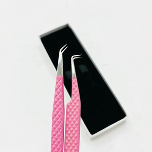 Pince à épiler en acier inoxydable à prise précise, pointe à 90 degrés, lisse/dentelée, pour artistes en extensions de cils, qualité salon, faite à la main - Product Image 2