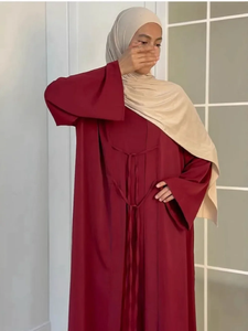 Ensemble 2 pièces Abaya en mousseline simple et modeste pour femme, Robe longue Caftan pour l'Aïd et le Ramadan 2026 - Product Image 4
