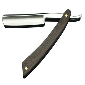 Navaja de Afeitar Profesional de Alta Calidad, Plegable, de Acero Inoxidable, con Mango de Madera - Product Image 1