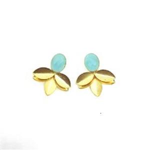 Pendientes de flor de calcedonia acuática al por mayor, pendientes de piedra preciosa acuática con diseño moderno al por mayor - Product Image 1