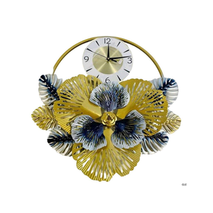 Metal Wall <b>Clock</b> Single Face Hanging Quartz Needle Display Silent Modern Design Floral Pattern Wedding - Product Image 4