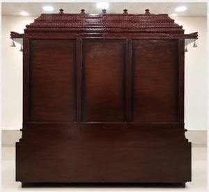 Designer Wooden Temple With Gopuram Bells Walnut Glossy Wooden Temple <b>Set</b> for Home <b>Large</b> Size Walnut Temple At Wholesale Prices - Product Image 3