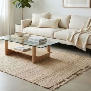 Latest Stylished Bohemian Handmade Organic Jute Area <b>Rug</b> Rectangle Solid Color Flat Weave Eco Friendly Living Room Use Thin Pile - Product Image 5