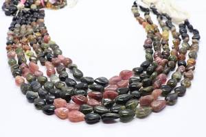 Perles de tourmaline naturelle multicolores, lisses, taillées en forme de poire, 7x10 mm, pierres précieuses de tourmaline, brin de 14 pouces, tourmaline en forme de poire - Product Image 2